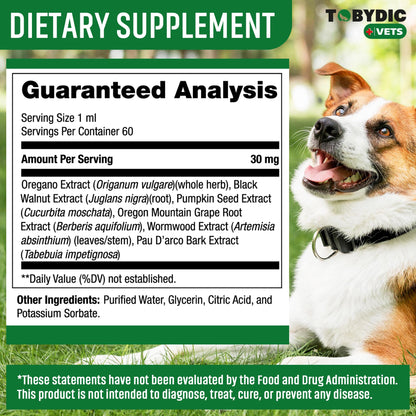 Tobydic Cats & Dogs Natural Broad Spectrum Intestinal Defense & Digestive Liquid Herbal Support - Promotes Gut Health - Supplement Drops Made in USA