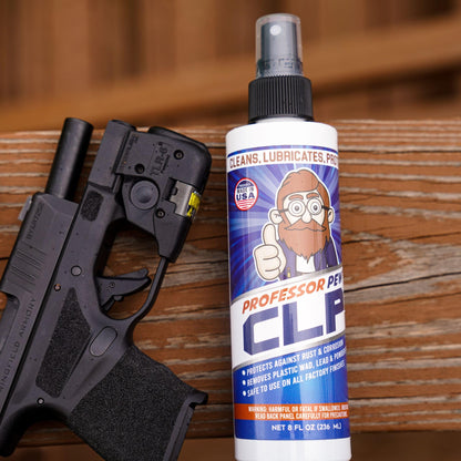 BRAVOBELT Professor Pew CLP - Gun Oil and Cleaner | Gun Rust Remover | Degreaser for pistols, rifles, tools, and shotguns - 8 oz bottle