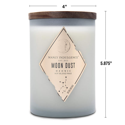 Manly Indulgence Moon Dust Scented Jar Candle, Rebel Collection, 2 Wick, Blue, 22 oz - Up to 120 Hours Burn