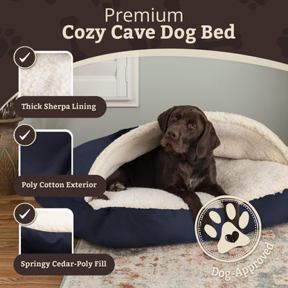 Snoozer Pet Products Rectangle Cozy Cave Dog Bed, Small, Navy