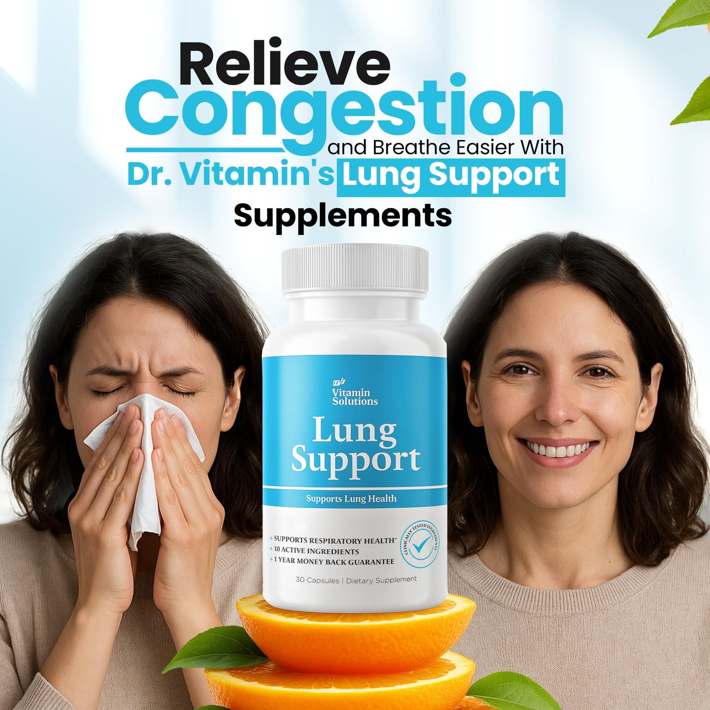 DR VITAMIN SOLUTIONS Lung Detox Supplement for Men & Women - 10-in-1 Blend w/Vitamin C & Butterbur Root - Supports Lung Health & Respiratory Function - Improves Breathing, Oxygen Flow - 30 Vegan Caps