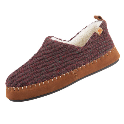 Acorn Womens Camden Recycled Moccasin Slippers with Berber lining, Garnet, Large