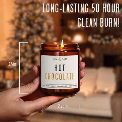 Hot Chocolate Candle - w/Hot Cocoa and Cream Candle I Infused with Scented Essential Oils I 9oz Reusable Jar, Long-Lasting 50 Hour Burn I Non-Toxic I Made in The USA