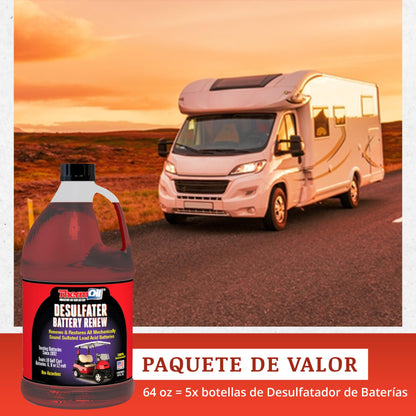 Thermoil® DeSulfater Golf Cart Solution Renews Restores & Revives Any Sulfated Lead Acid Battery Guaranteed! 64 Oz Treats Ten 6, 8 or 12 Volt Batteries. Made in USA