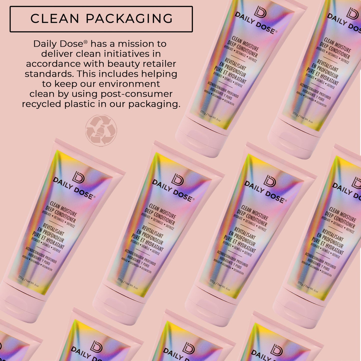 DAILY DOSE Clean Moisture Deep Conditioner – Hydrating Hair Mask for Dry, Damaged & Frizz-Prone Hair. Restores Moisture, Softness & Shine – Vegan, Sulfate-Free, Paraben-Free – 6 oz