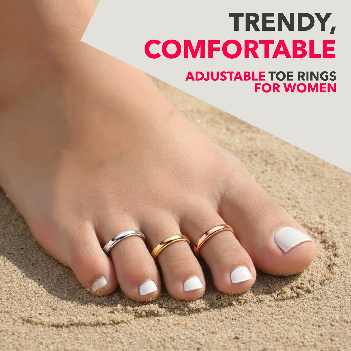 Body Candy ComfortFit Adjustable Toe Ring for Women – Handcrafted in USA by Master Jeweler – 925 Sterling Silver – Minimalist Stackable Toe Ring – No Pinch