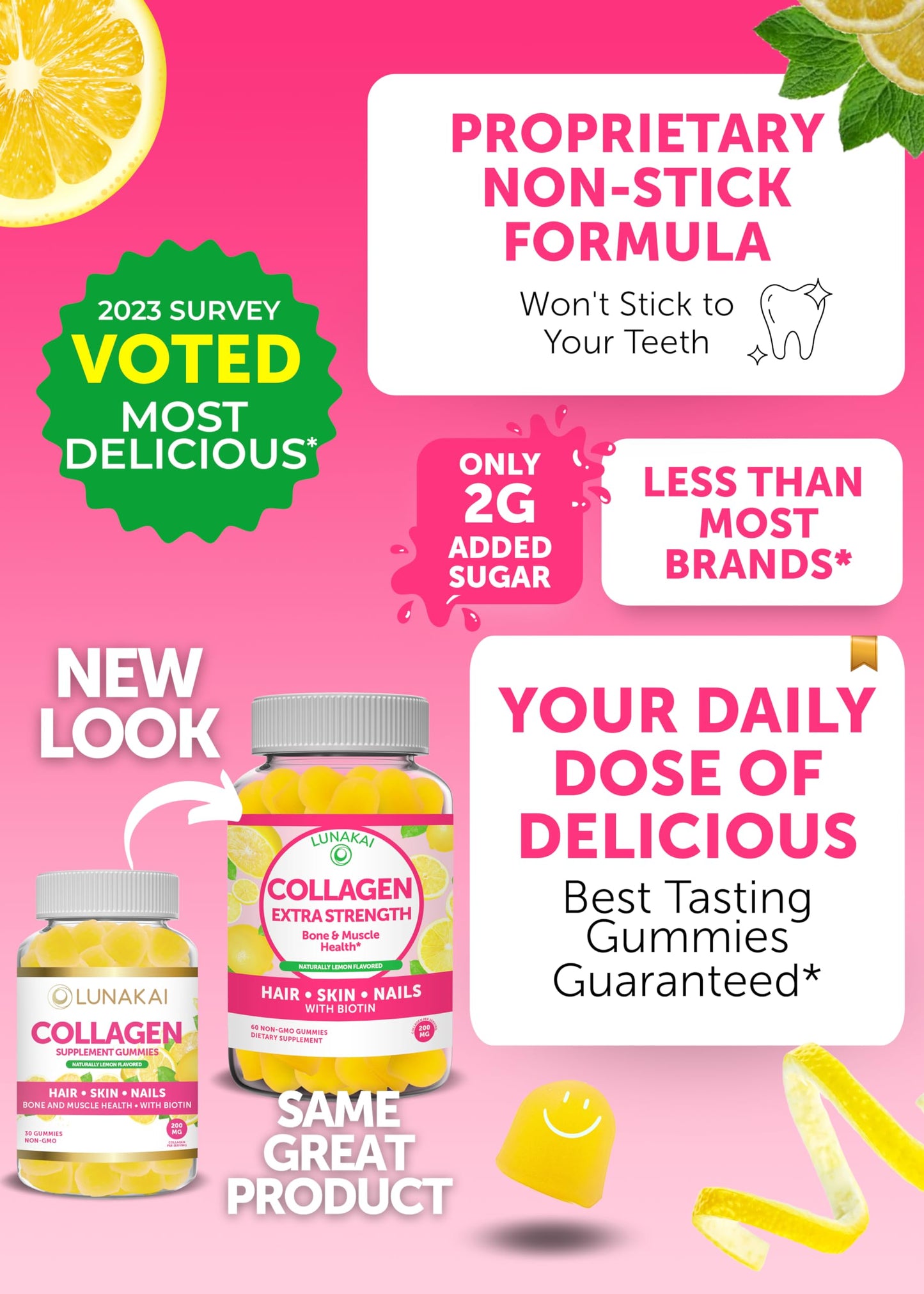 Lunakai Collagen & Biotin Gummies Bundle - Vitamins for Hair, Skin and Youthful Appearance - Non-GMO Anti Aging Protein Supplements for Men & Women - 30 Days Supply