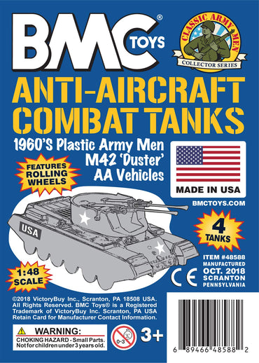 BMC Classic Payton Anti-Aircraft Tanks - 4pc Tan Green Plastic Army Men Vehicles