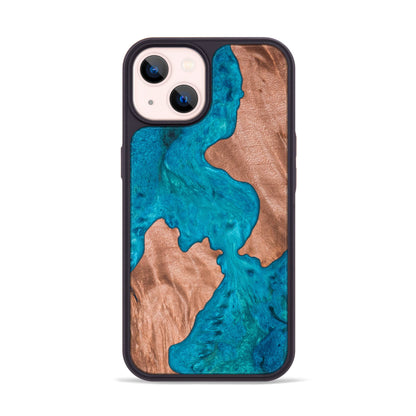 Carved - Designed for iPhone 14 | Burl Wood & Resin Traveler Case | MagSafe Compatible Magnet | One-of-A-Kind Inlay | Made in USA | Map of New Zealand