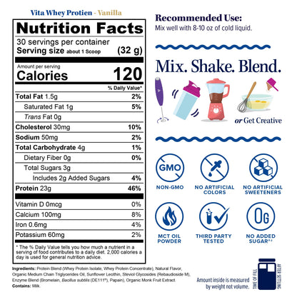 Vitauthority Whey Protein Powder for Women Whey Isolate Probiotics & Enzymes Supports Digestion, Nutrient Absorption & Energy Post-Workout & Daily Nutrition Vanilla Flavored 30 Servings