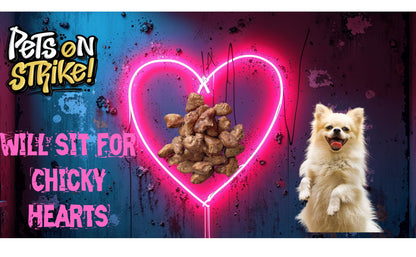 PETS ON STRIKE Freeze Dried Chicken Hearts for Dogs & Cats – Single Ingredient Dog Treats – USA Sourced & Made – High Protein, All Natural, Grain Free – Raw Freeze-Dried Training Treats (3oz)
