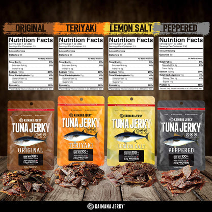 Kaimana Wild-Caught Ahi Tuna Jerky - Teriyaki | Rich in Omega-3s & High in Protein | All-Natural & Organic Fish Jerky (3 pack, 2 oz)