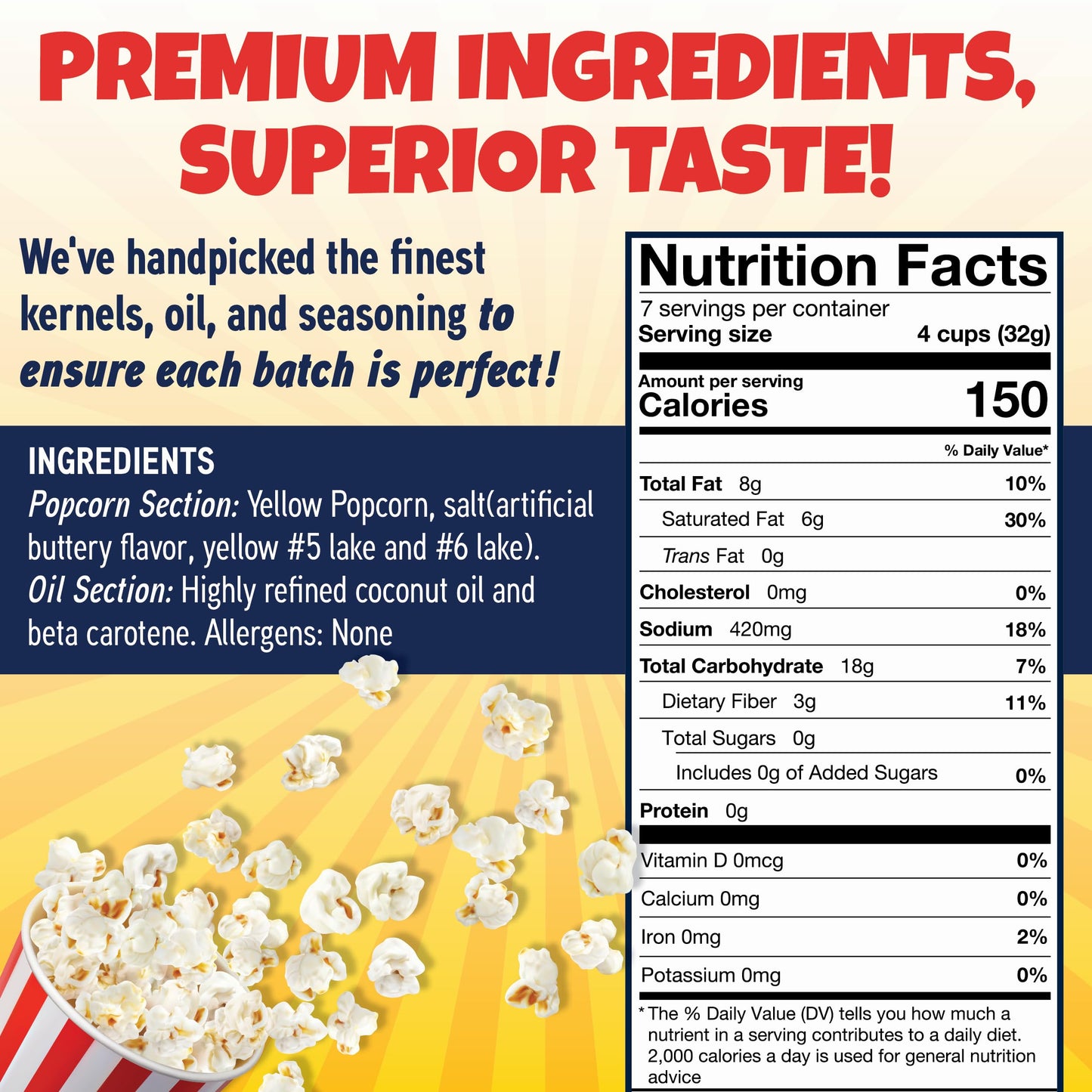 Premium America Popcorn Kit, 36 Packs for a 6oz Popper, Movie Theater & Popcorn Machine Kernels, Oil & Seasoning Packet, Bulk All in One