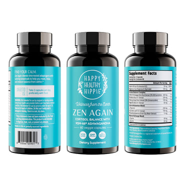 Zen Again Cortisol Manager with Ashwagandha KSM-66 | Cortisol Supplements for Women | 11-in-1 Complex | Natural Stress Support Supplement with L-Theanine, Rhodiola & Magnesium | Vegan, 60 Ct