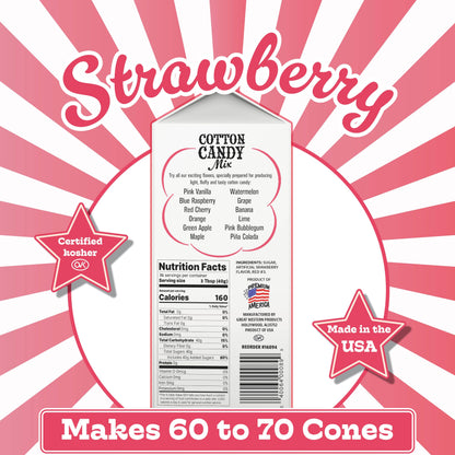 Premium America Strawberry Cotton Candy Floss Sugar Carnival-Style Fluffy Fun, Pre-Mixed & Ready to Use for Parties, Events & Festivals 3.25 lb Cartons Case of 3