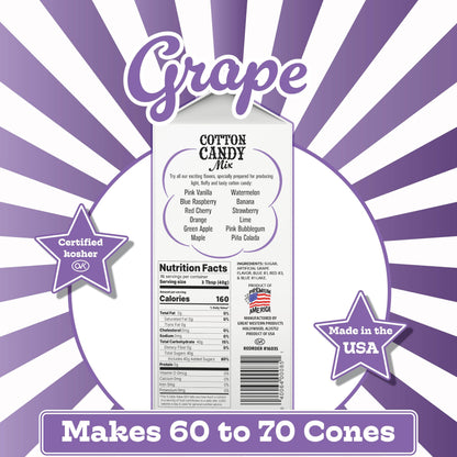 Premium America Grape Cotton Candy Floss Sugar Carnival-Style Fluffy Fun, Pre-Mixed & Ready to Use for Parties, Events & Festivals 3.25 lb Cartons Case of 3