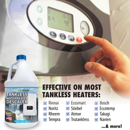 Nature's Freedom Tankless Water Heater Flush Descaler, Gallon (128 oz) – Professional Non-Toxic Descaling Solution, Biodegradable, Made in the USA