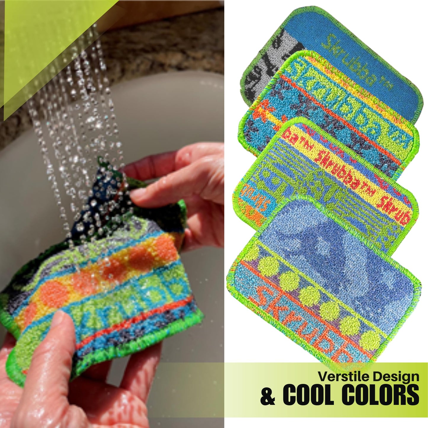Wet-it! Skrubba 3-Pack Reusable Dish Scrubbers – Non-Scratch Scouring Pads for Kitchen & Household – Eco-Friendly, Dishwasher Safe Scrub Sponges for Dishes, Pots & Pans (Vogue)