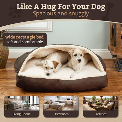 Snoozer Pet Products Luxury Rectangle Cozy Cave Dog Bed with Microsuede, Small, Hot Fudge