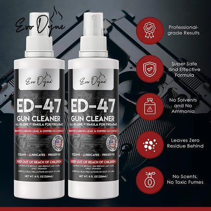 Evo Dyne 2-Pack Gun Cleaner Spray (8oz Per Bottle), Made in USA | All-in-One Lubricant & Gun Cleaner - Penetrates Carbon Deposits, Metals & Residue