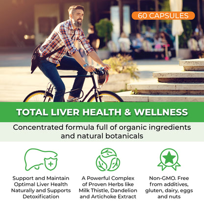 Liver Cleanse Detox & Repair - Fatty Liver Repair Detox Complex Supplement w/Choline, Zinc, Milk Thistle, Dandelion Root, Turmeric, Burdock, Artichoke - Liver Support Supplement | 60 Caps