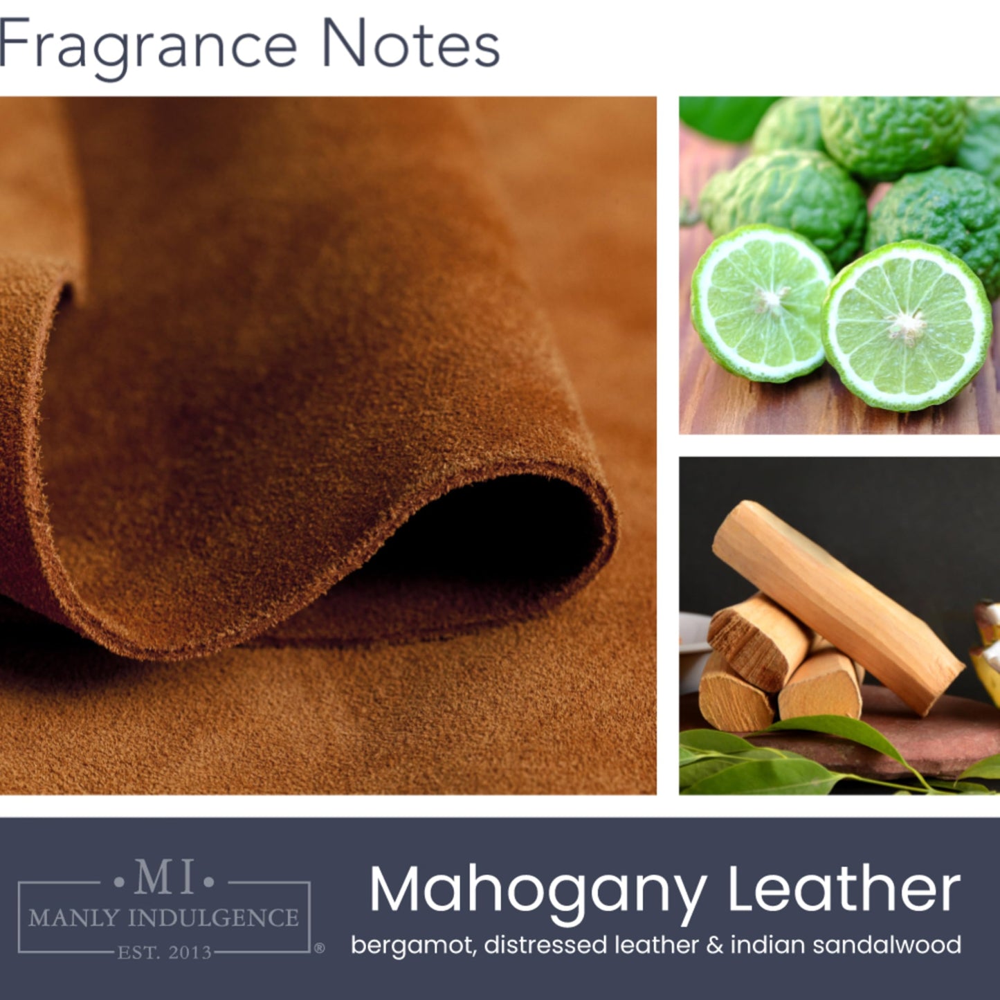 Manly Indulgence Mahogany Leather Scented Candles for Men, 2 Wick, 15 oz Premium Soy Blend Wax, 60H Burn, Candles for Home Scented – Made in The USA