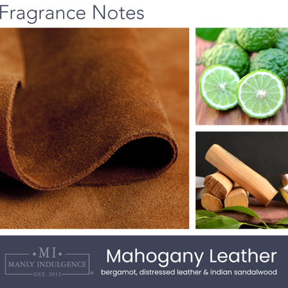 Manly Indulgence Mahogany Leather Scented Candles for Men, 2 Wick, 15 oz Premium Soy Blend Wax, 60H Burn, Candles for Home Scented – Made in The USA
