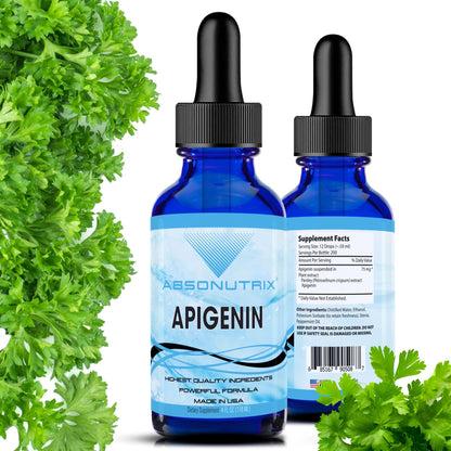 Absonutrix Apigenin 75 mg per Serving, 4 Fl Oz Bottle, 200 Potent Servings, Made in USA, Quick Absorption, Quality Potent Ingredients, Non-GMO, GMP Certified Facility, Cruelty-Free Products
