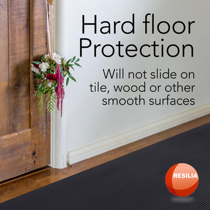 Resilia Black V-Groove Utility Runner - Waterproof Vinyl Floor/Surface Protector, Non Slip, Heavy Duty Mats for Indoor Hardwood, Hard Floors, Garage, Hallway, Entryway, Kitchen, & Outdoor