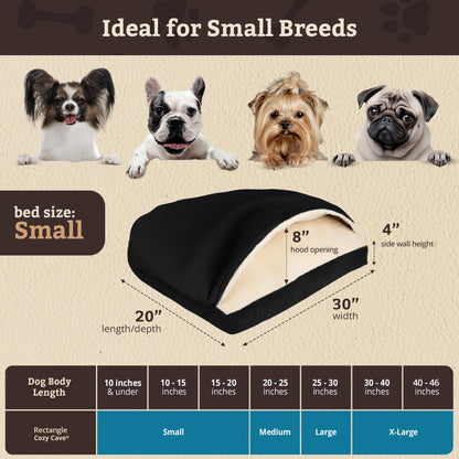 Snoozer Pet Products Luxury Rectangle Cozy Cave Dog Bed with Microsuede, Small, Black