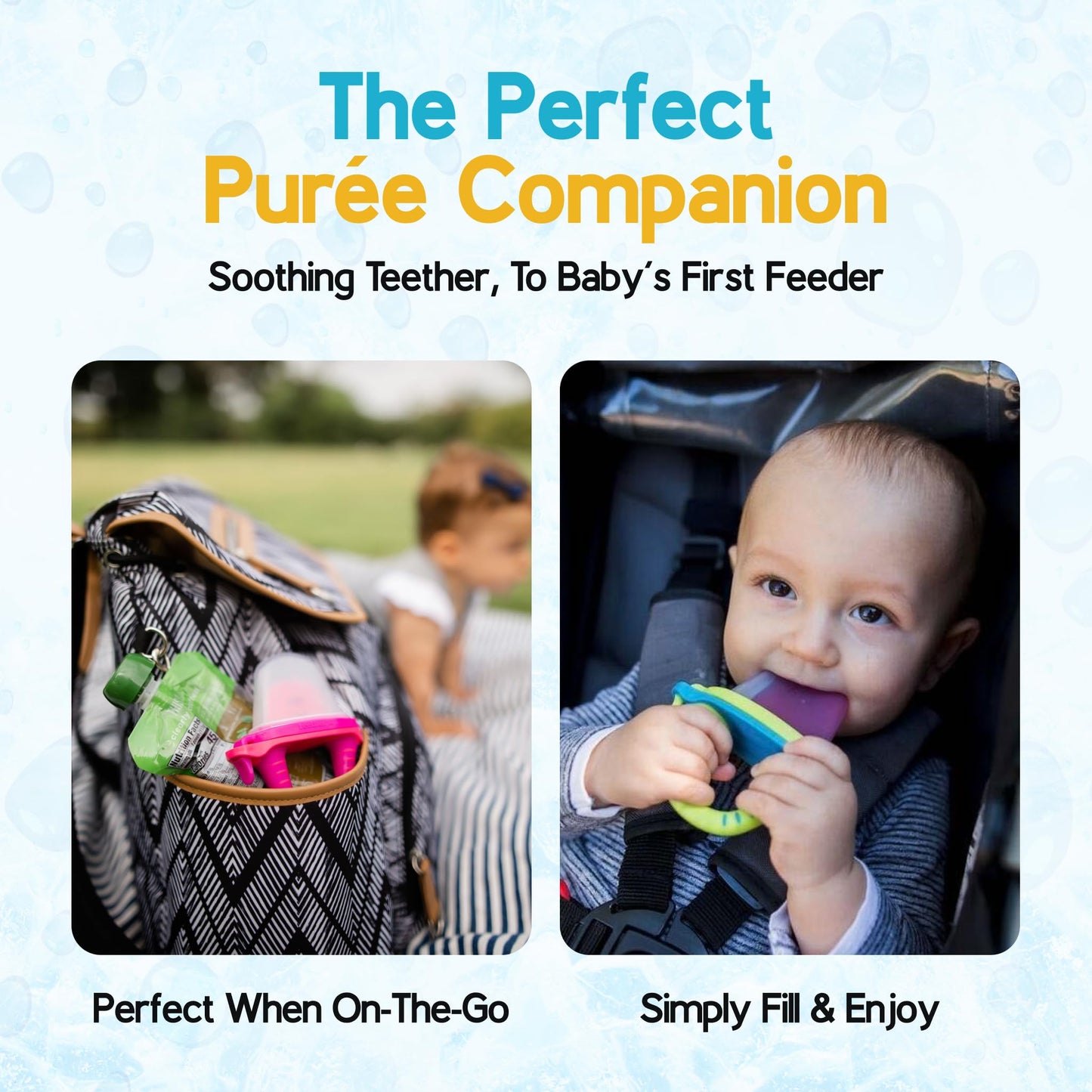 Teetherpop Fillable Freezable Teethers for Babies - Breastmilk Teether with Spill-Proof Sippy Slits – Teething Popsicle for Baby, Liquids & Purées, Cooling Teething Relief Feeder Pacifier - Blue Set