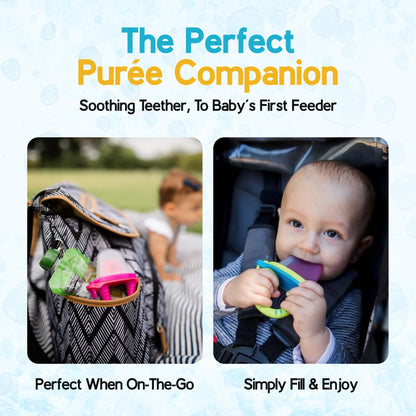 Teetherpop Fillable Freezable Teethers for Babies - Breastmilk Teether with Spill-Proof Sippy Slits – Teething Popsicle for Baby, Liquids & Purées, Cooling Teething Relief Feeder Pacifier - Blue Set