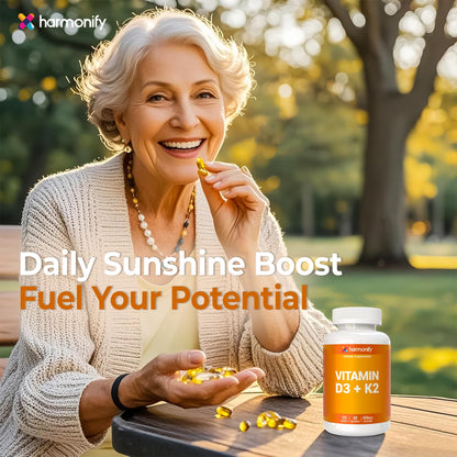 HARMONIFY Vitamin D3 K2 400 mcg120 Softgels, Immune Support, Non-GMO Supplement, Proudly USA Company