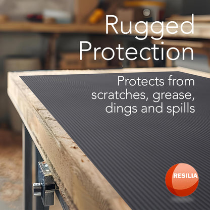 Resilia Black V-Groove Utility Runner - Waterproof Vinyl Floor/Surface Protector, Non Slip, Heavy Duty Mats for Indoor Hardwood, Hard Floors, Garage, Hallway, Entryway, Kitchen, & Outdoor