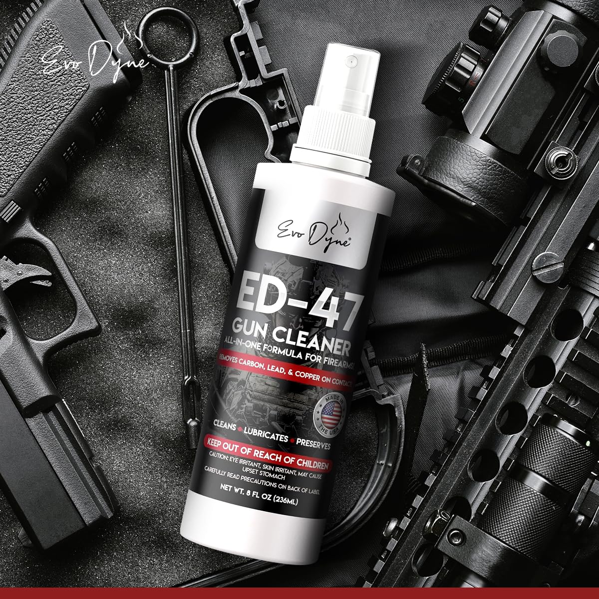 Evo Dyne 2-Pack Gun Cleaner Spray (8oz Per Bottle), Made in USA | All-in-One Lubricant & Gun Cleaner - Penetrates Carbon Deposits, Metals & Residue