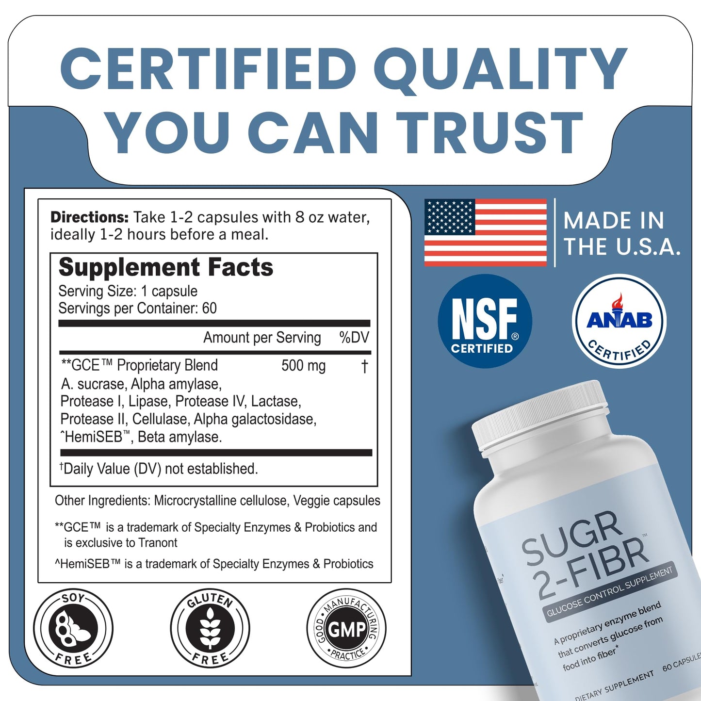 OPTIVIDA Sugr-2-Fibr – Premium Blood Sugar Support Supplement (60 Veggie Capsules) – Natural Blood Sugar Support & Healthy Glucose Metabolism – Blood Sugar Supplement for Adults