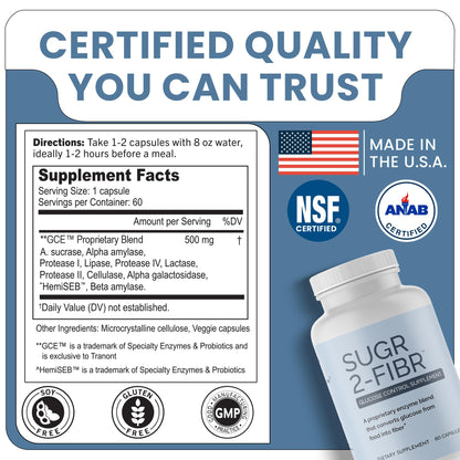 OPTIVIDA Sugr-2-Fibr – Premium Blood Sugar Support Supplement (60 Veggie Capsules) – Natural Blood Sugar Support & Healthy Glucose Metabolism – Blood Sugar Supplement for Adults
