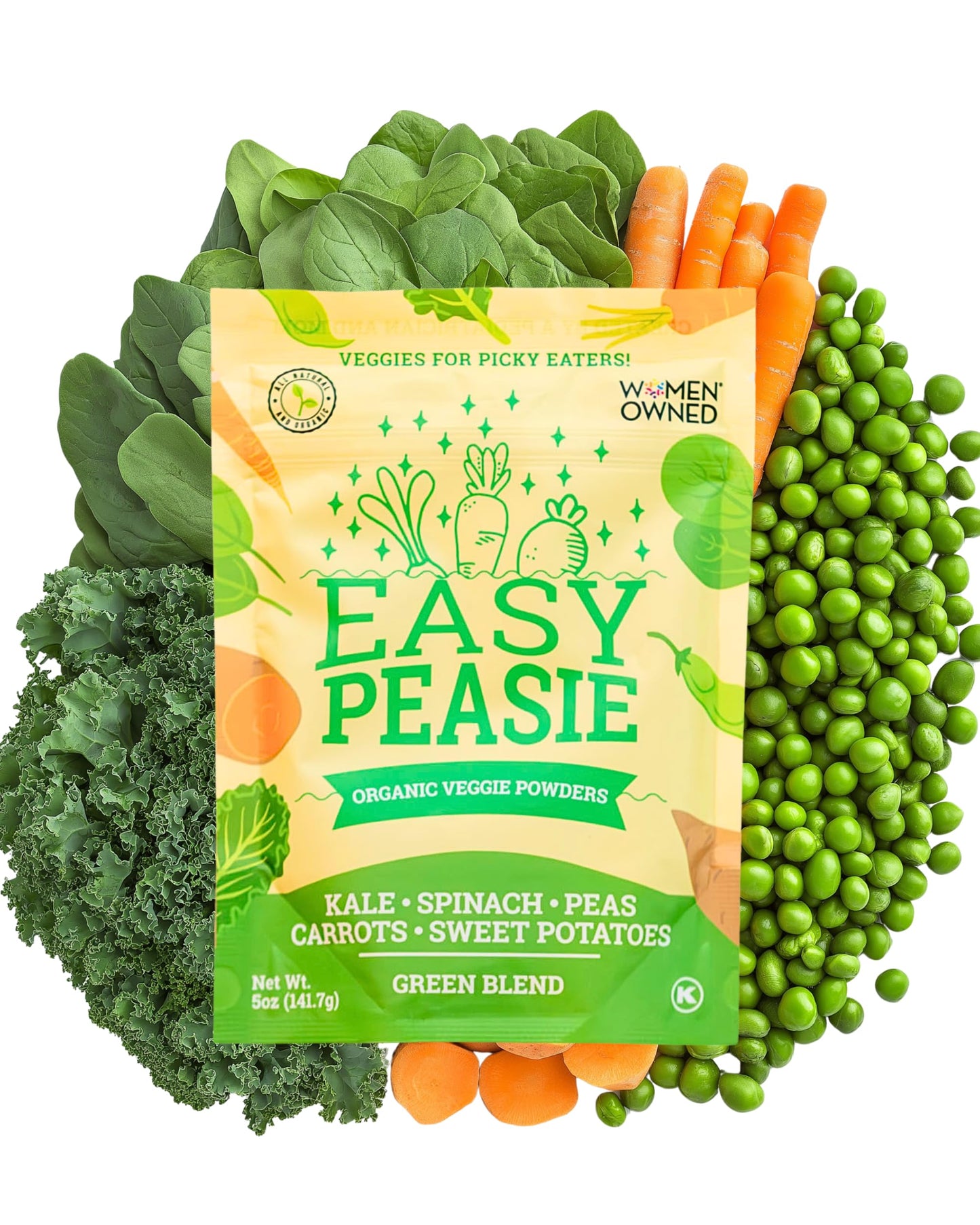 Easy Peasie Organic Veggie Powder – Green Blend – 5 oz Pouch – Vegetable Powder for Kids and Picky Eaters – Add to Meals and Smoothies