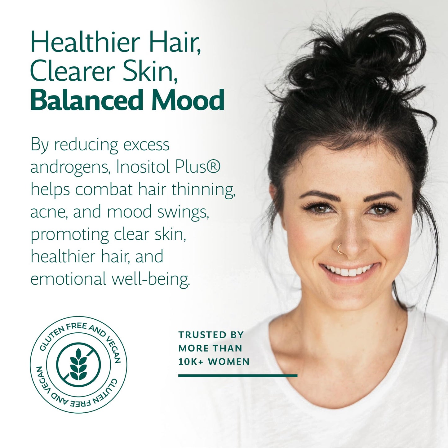 Inositol Plus Supplement for Women | Ovarian Health, Hormone Balance, Fertility, Ovulation | 40:1 Myo-Inositol D-Chiro & 12 Ingredients | Developed by Medical Doctor | 120 Capsules