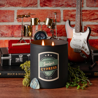 Manly Indulgence Juniper Cypress Scented Candles for Men, 2 Wick, 15 oz Premium Soy Blend Wax, 60H Burn, Candles for Home Scented – Made in The USA