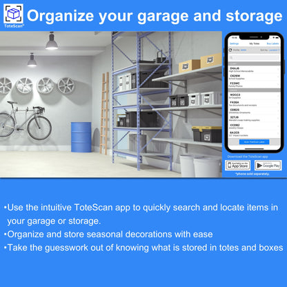 ToteScan Intelligent QR Labels for Organization/Moving/Storage (45 Unique Labels, 2.5"x3")