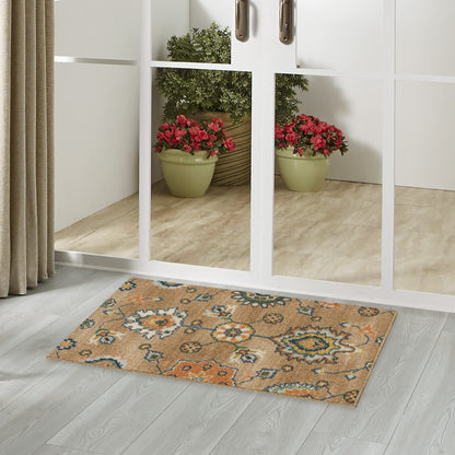 Maples Rugs Fleur Contemporary Motif Kitchen Rugs Non Skid Accent Area Carpet [Made in USA], Neutral/Multi, 1'8" x 2'10"