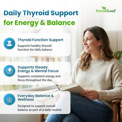Thyroid Support for Women and Men with Iodine - Energy, Focus & Power Thyroid Supplement - All Natural Herbal Mineral and Vitamin Complex with B12, Zinc, Selenium, Ashwagandha - 60 Vegetarian Capsules