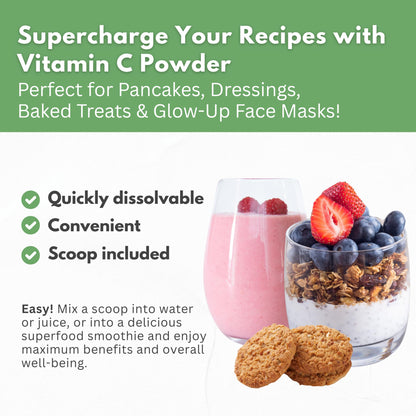 Natural Vitamin C from Organic Acerola Cherry & Camu Camu Powder - High Absorption with Citrus Bioflavonoids - Immune System & Collagen Booster - Anti Aging Skin Vitamins Made in USA 90 servings