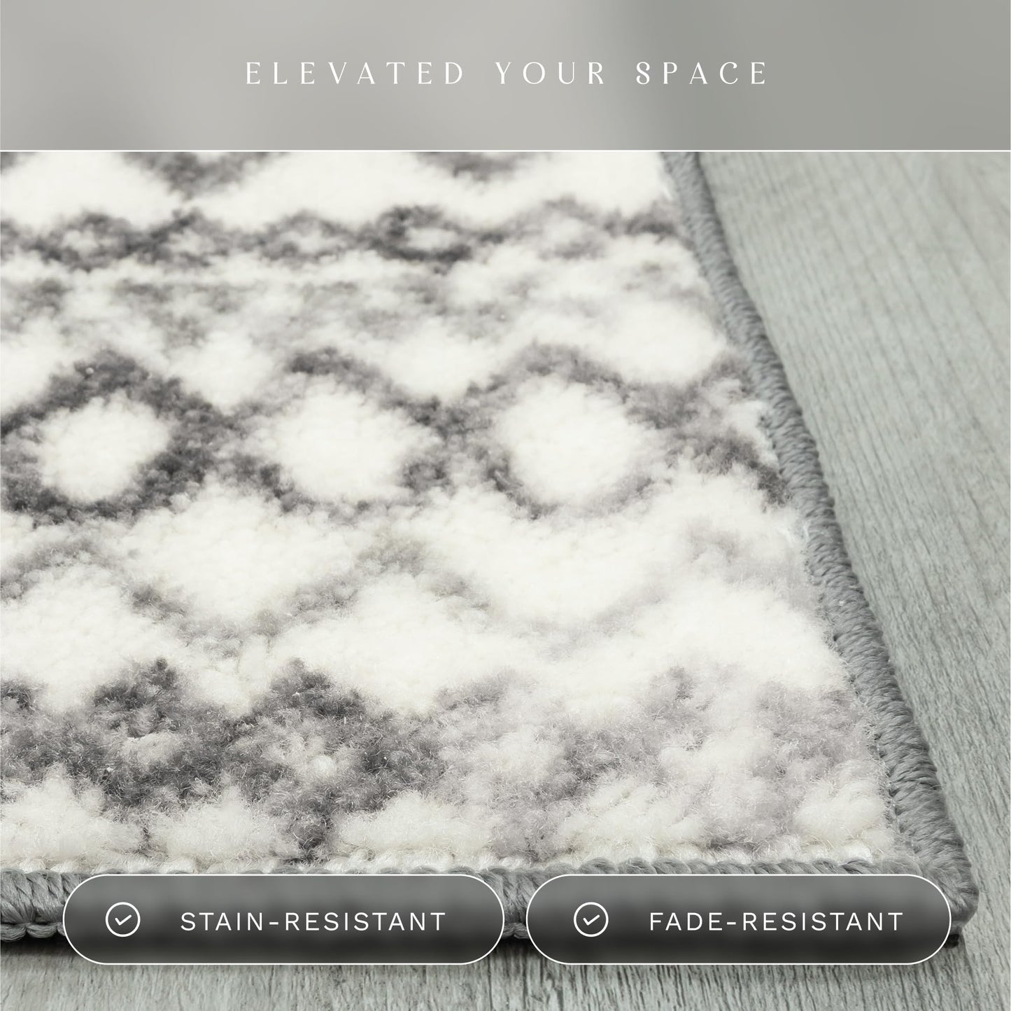 Maples Rugs Abstract Diamond Modern Distressed Kitchen Rugs Non Skid Accent Area Floor Mat [Made in USA], 1'8 x 2'10, Neutral
