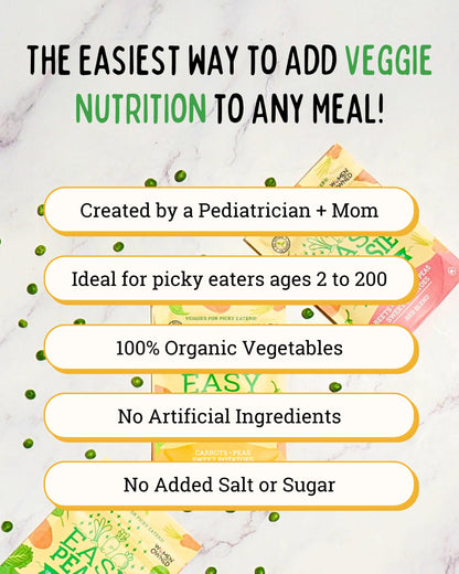 EasyPeasie Organic Veggie Powder Blends for Kids and Picky Eaters | Natural Vegetable Powder Supplement for Meals and Smoothies (Original 5oz Pouch)