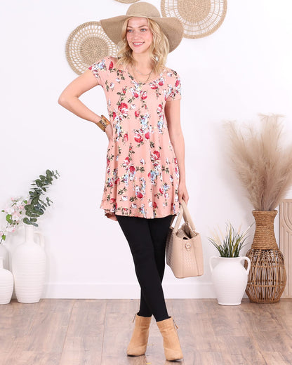 Popana Womens Short Sleeve Summer Tunic Tops to Wear with Leggings Loose Fit Made in USA