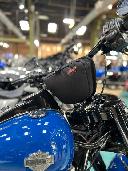 Motorcycle T-BAR Handlebar Bag, Fits Harley Davidson, Keeps your Essentials at you Fingertips, Cordura shell, Made In The USA!