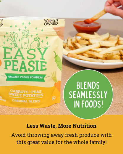 EasyPeasie Organic Veggie Powder Blends for Kids and Picky Eaters | Natural Vegetable Powder Supplement for Meals and Smoothies (Original 5oz Pouch)
