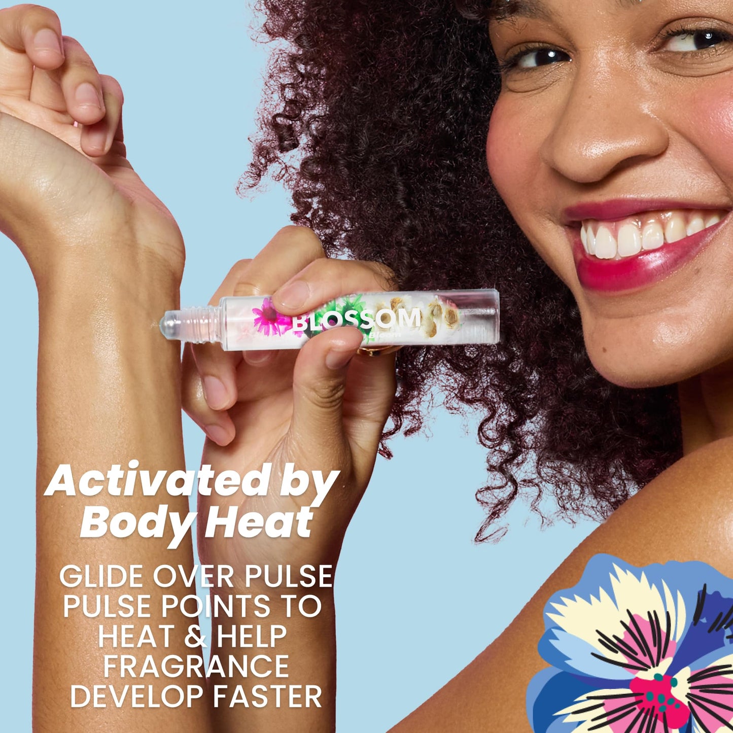 Blossom Roll on Perfume for Women Alcohol Free Rollerball Perfume Oil with Essential Oils, Infused with Real Flowers, Made in USA, 0.20oz (Lemon, Bergamot, Violet, White Musk), Cactus Flower